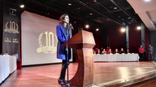 Dra. Alexandra Rojas, Gerente General de TRANSMILENIO S.A., realizando su discurso de Bienvenida. 