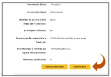 VERIFICACION confirmar envío”