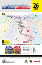 Nueva ruta A410 Chicó Norte - F410 Tierra Buena remplaza al servicio urbano 265