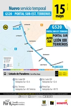 Ruta G520 conectará temporalmente al Portal Sur con Terreros en Soacha