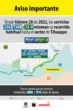 Servicios zonales y alimentadores retornan su servicio hasta el sector de Tihuaque