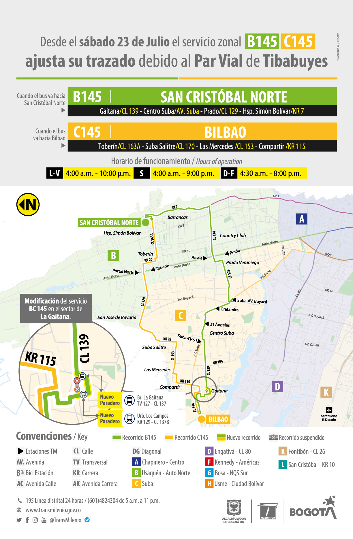 La B145 San Cristóbal Norte tendrá dos nuevas paradas por la modificación en el barrio La Gaitana