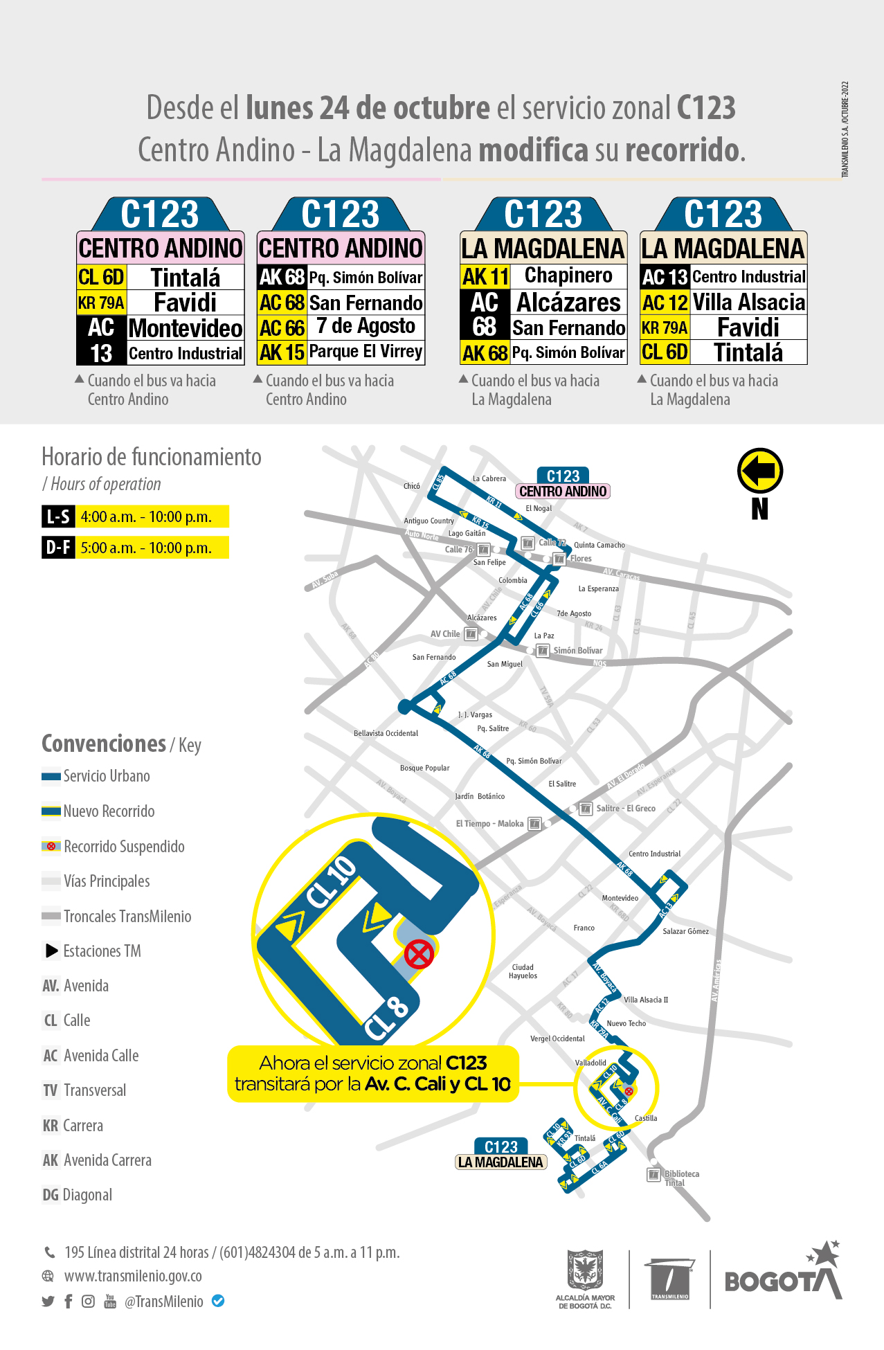 Servicio zonal C123 tendrá ajustes en su recorrido