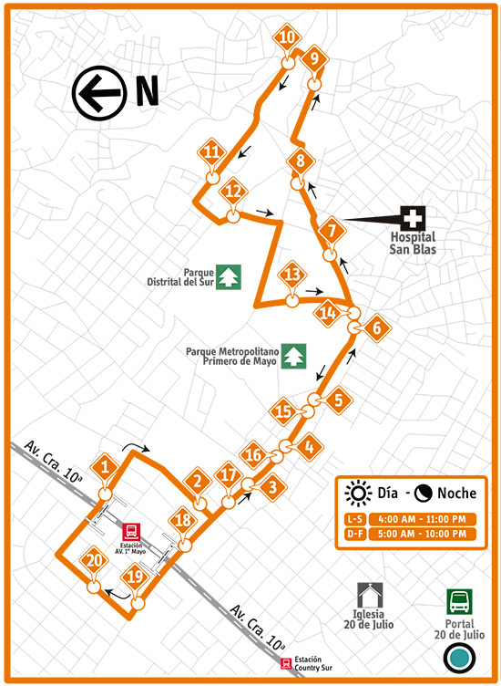 Mapa de la ruta complementaria 15-2