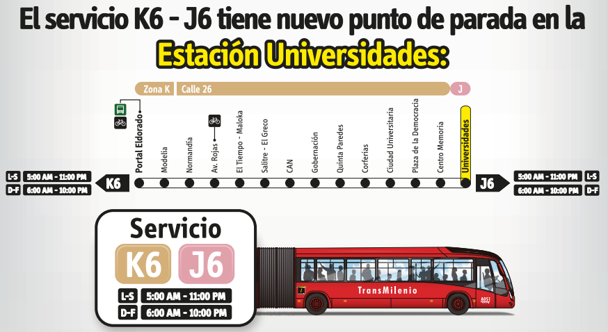 El servicio J6 - K6 tiene un nuevo punto de parada: Estación Universidades El servicio J6 - K6 tiene un nuevo punto de parada: Estación Universidades