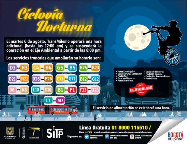 Ciclovía Nocturna 06 de Agosto de 2013