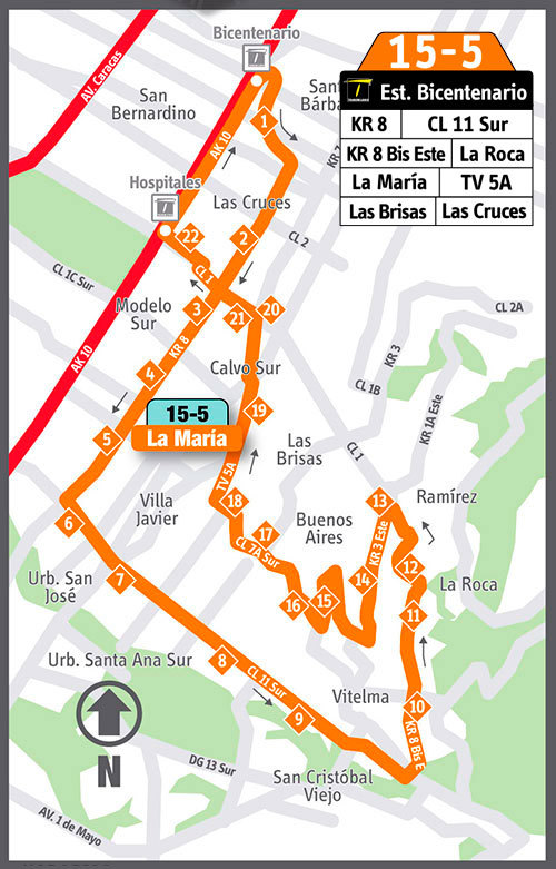 Mapa de la ruta complementaria 15-5