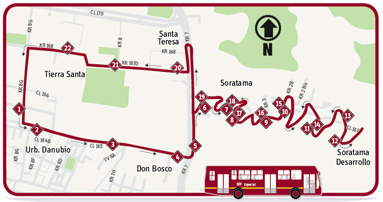Mapa de la ruta especial 18-7 Soratama