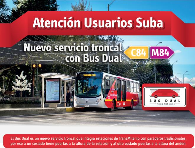 Suba cuenta con servicio dual