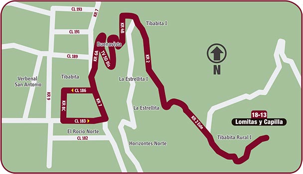 Mapa de la ruta especial 18-3 Lomitas y Capilla