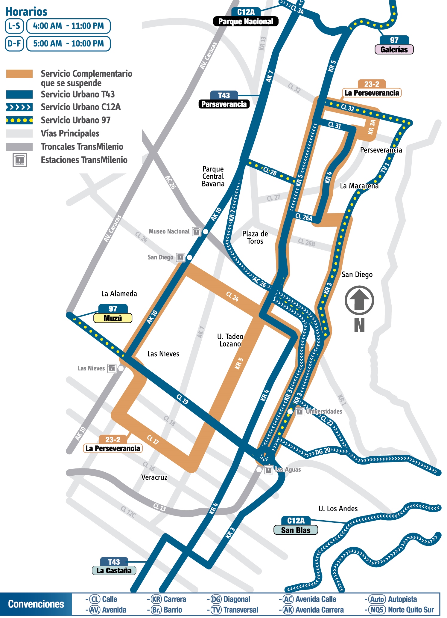 Desde el 29 de julio de 2015, la ruta 23.2 La Perseverancia se suspende. 