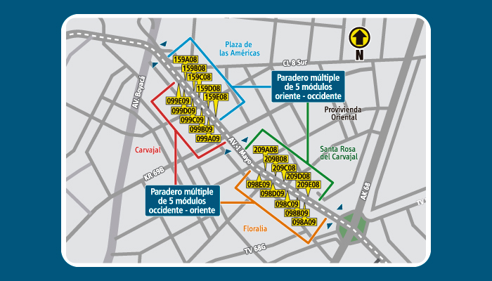 Paraderos múltiples de la avenida 1 mayo entre la avenida Boyacá y la avenida Carrera 68 serán reubicados