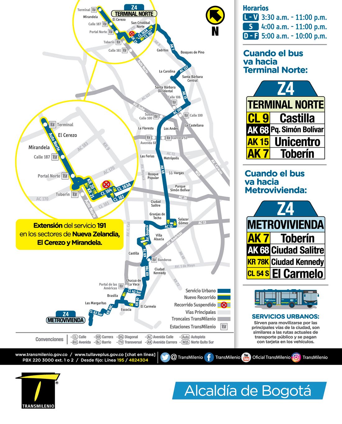 Extendemos el recorrido de la ruta 191 Unicentro Metrovivienda y ruta la Z4