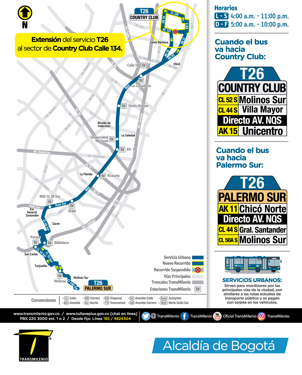 Información de la ruta urbana T26
