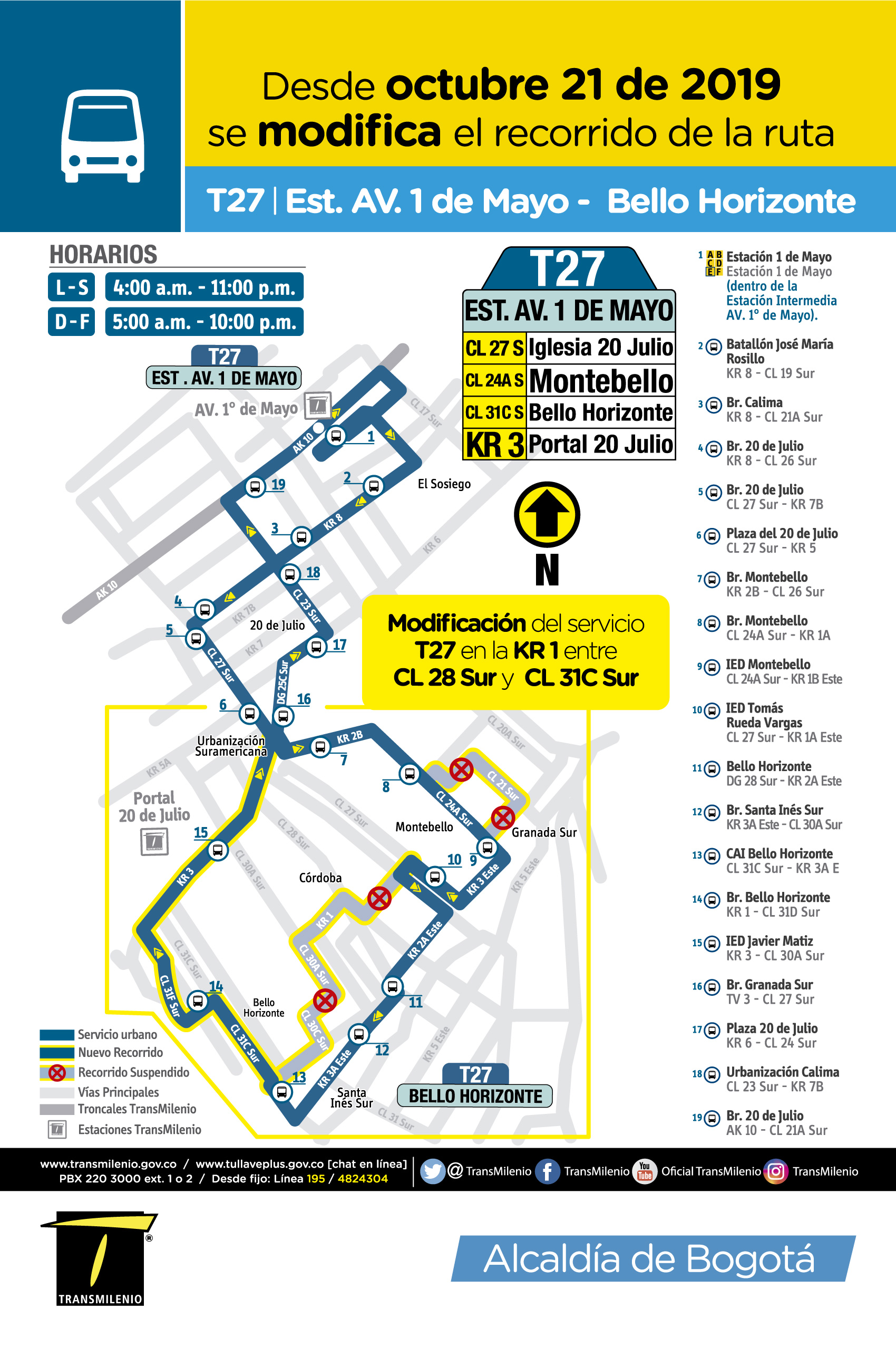Mapa ruta T27 Est. AV. 1 de Mayo - Bello Horizonte