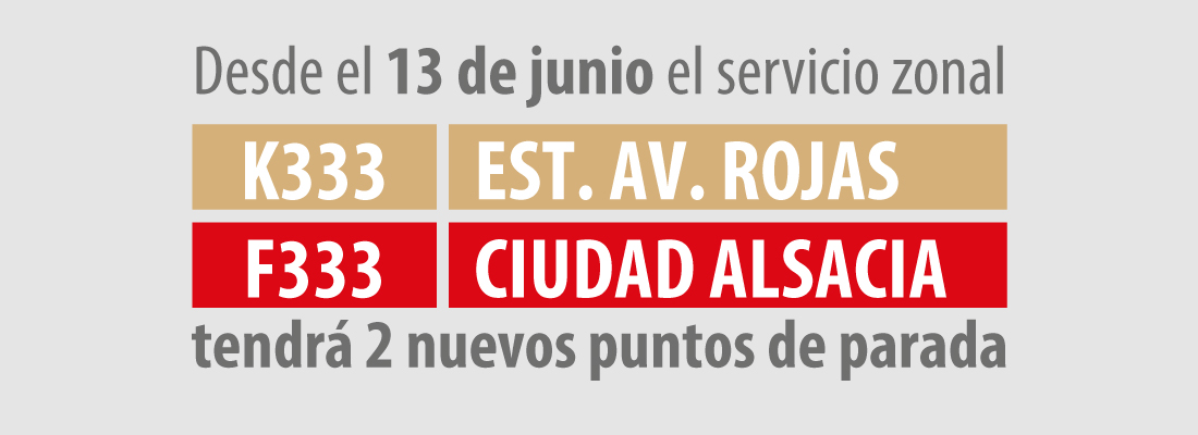 Ruta K333-F33 tendrá dos nuevas paradas